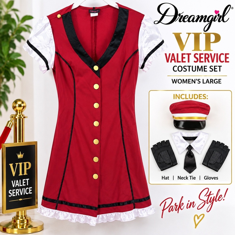 Dreamgirl VIP Valet Service Costume Women Large Red Polyester Roleplay Cosplay